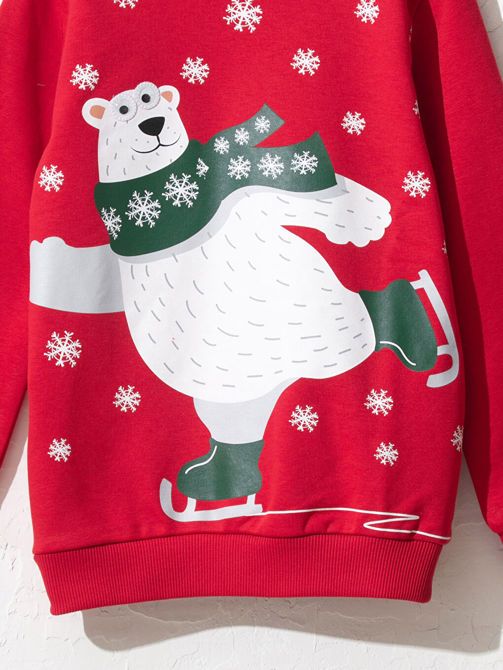 Kırmızı Yılbaşı Temalı Erkek Çocuk Baskılı Sweatshirt Baba Oğul Kombini-2