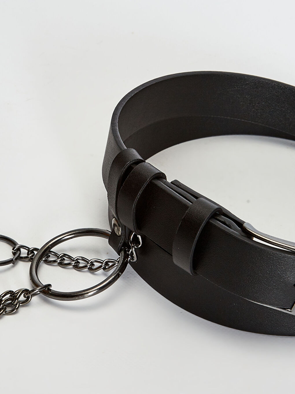 Faux Leather Chained Belt-1