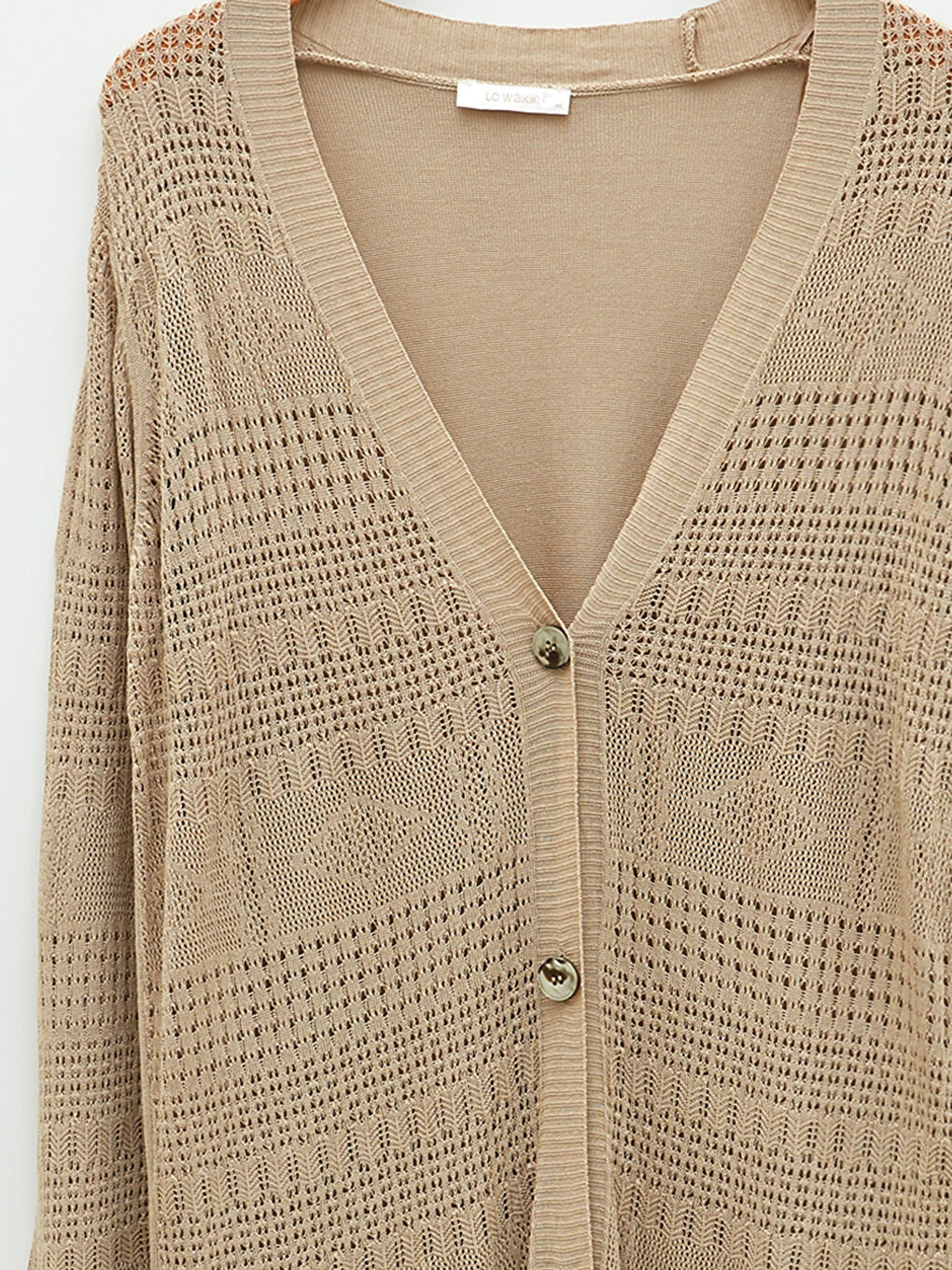 V-Neck Self Patterned Long Sleeve Women's Knitwear Cardigan-13