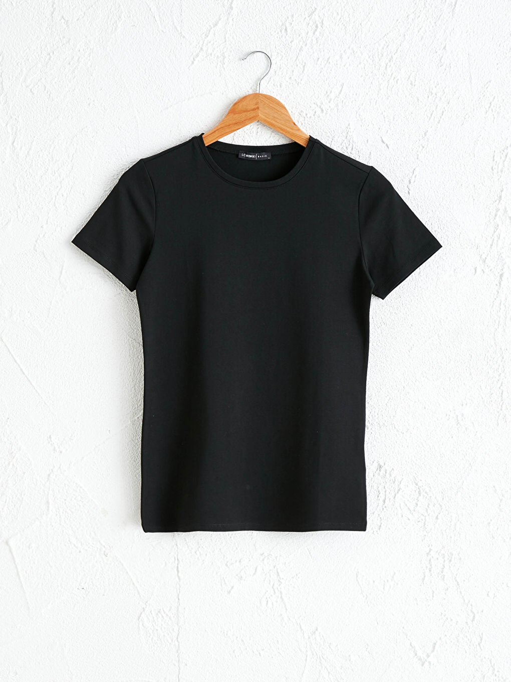 تيشيرت نسائي أساسي كم قصير مستقيم برقبة دائرية-5