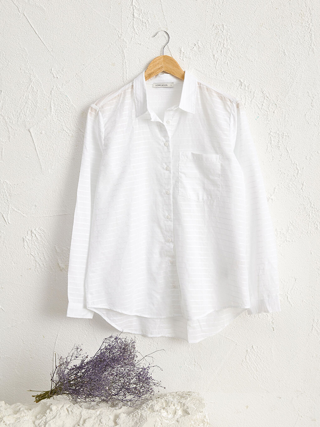 Beyaz Uzun Kollu Poplin Kadın Gömlek