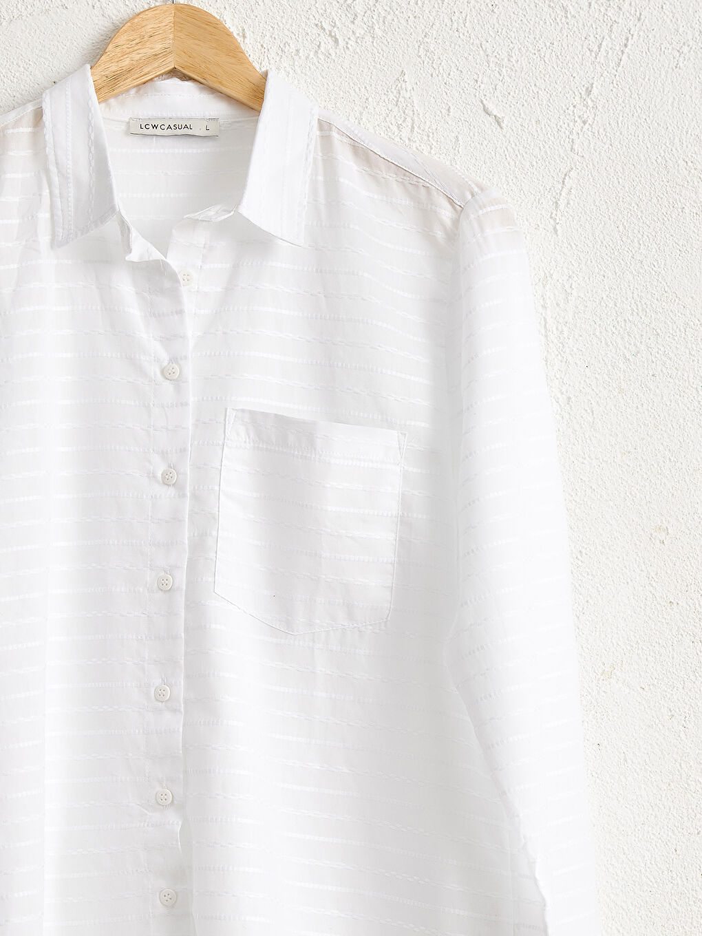 Beyaz Uzun Kollu Poplin Kadın Gömlek-1