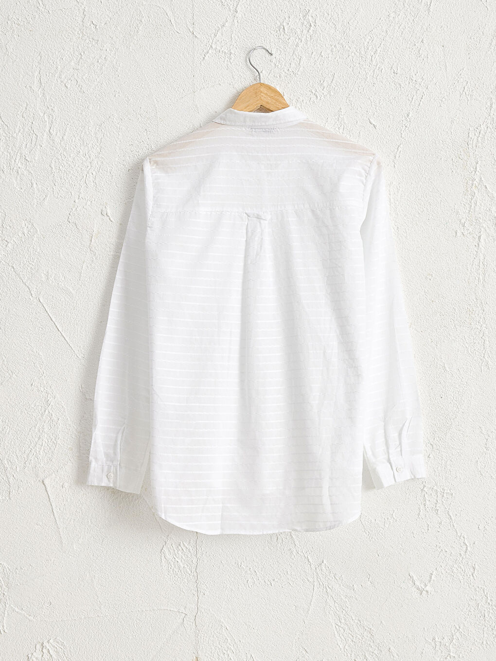 Beyaz Uzun Kollu Poplin Kadın Gömlek-2