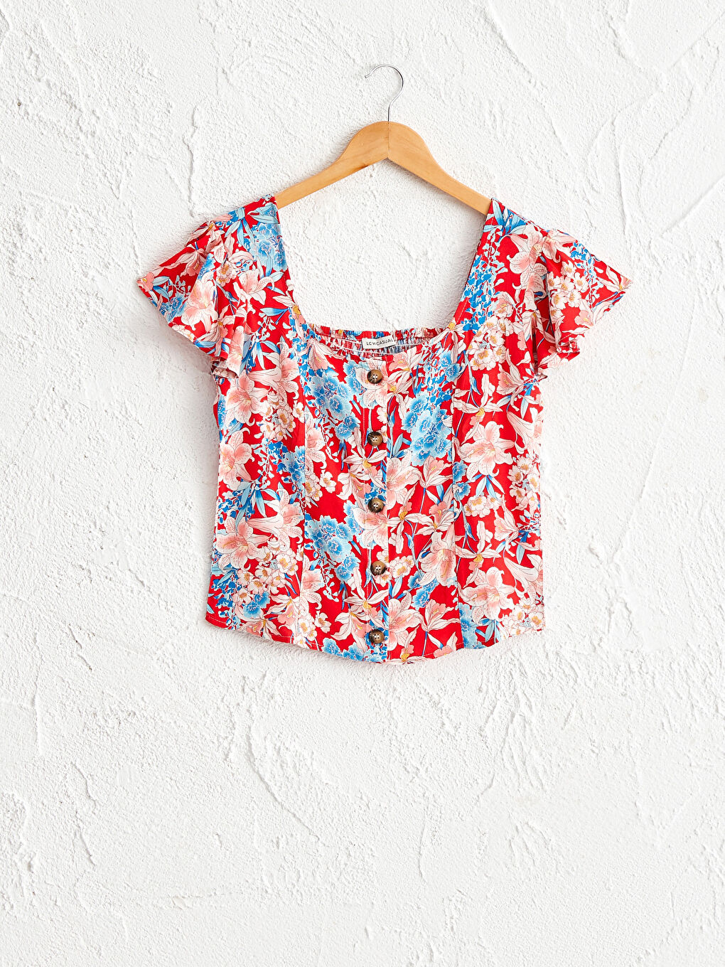 LCW Vision Bluse mit Blumenmuster und eckigem Ausschnitt aus Viskose -0WAK36Z8-LTQ