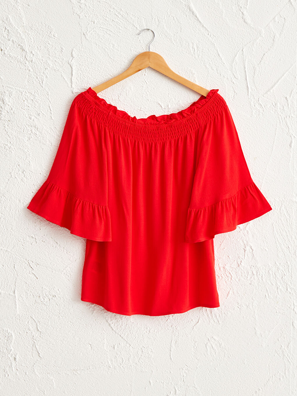 Blouse en Viscose à Épaules Dénudées-1