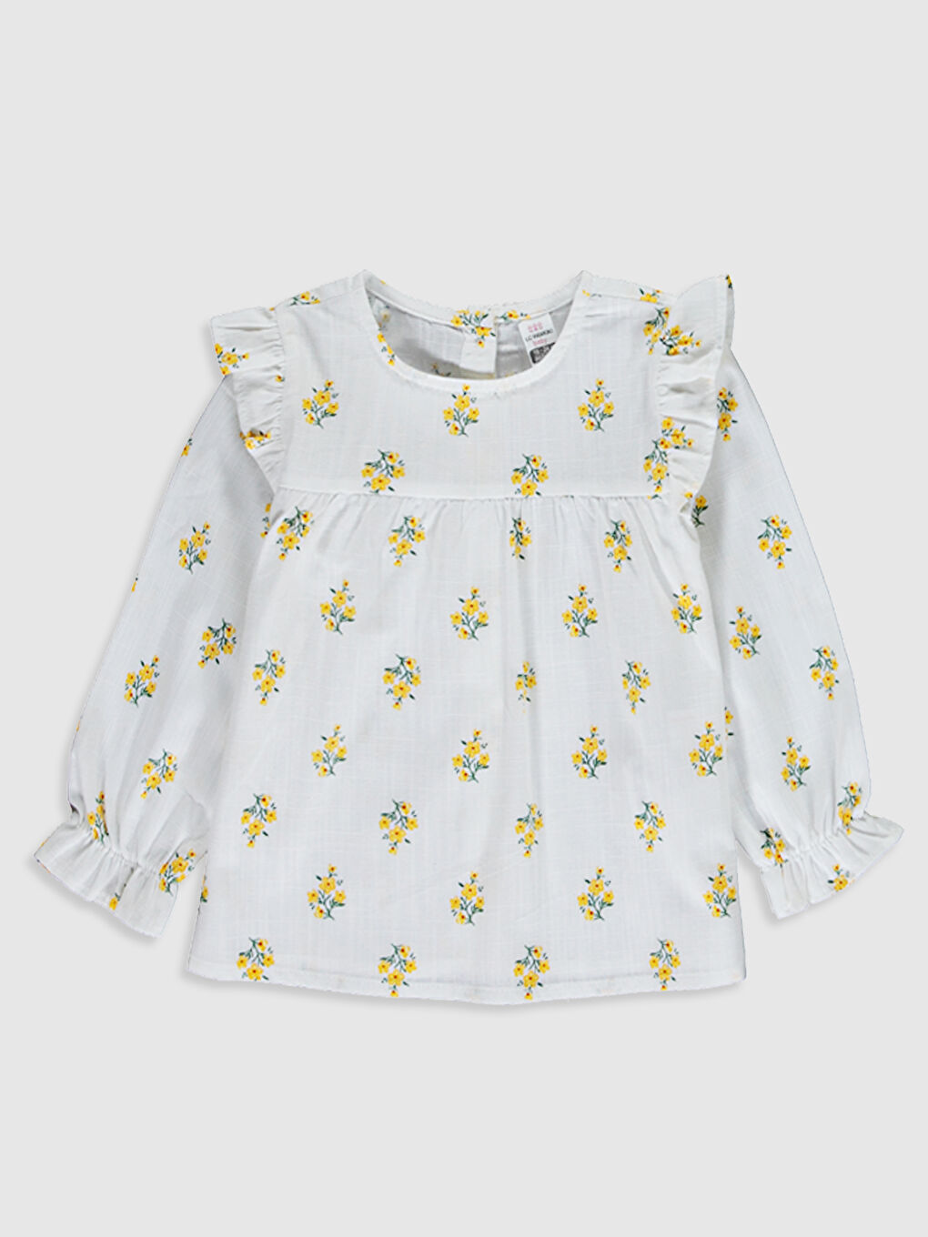 Ekru Bisiklet Yaka Uzun Kollu Kız Bebek Bluz