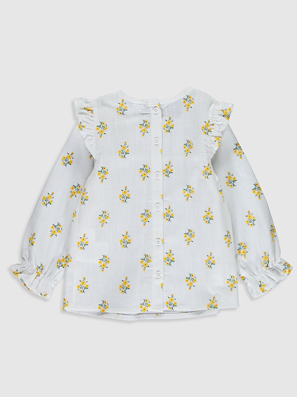 Ekru Bisiklet Yaka Uzun Kollu Kız Bebek Bluz-1