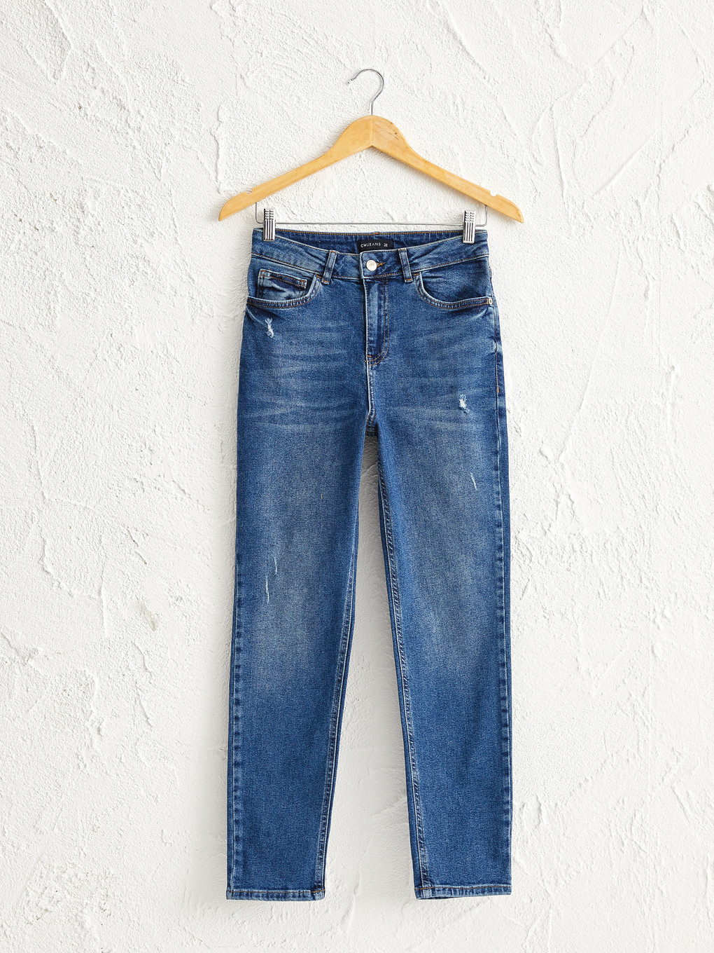 İndigo Yüksek Bel Slim Fit Kadın Jean Pantolon