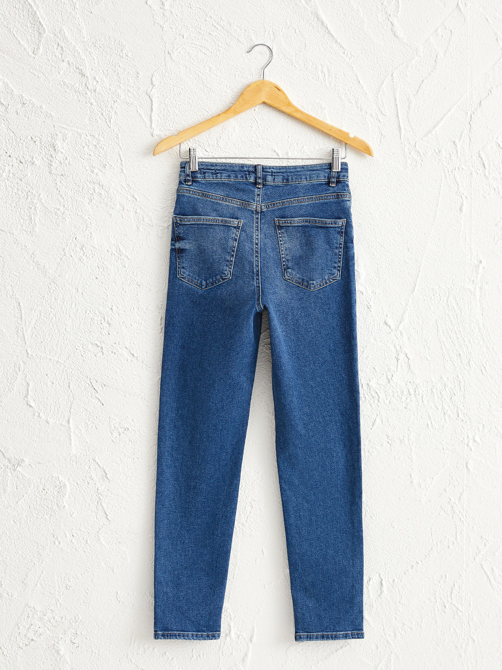 İndigo Yüksek Bel Slim Fit Kadın Jean Pantolon-1
