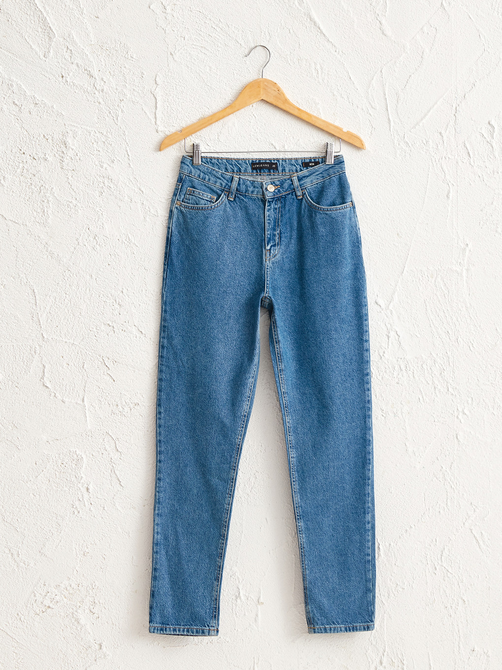 İndigo Yüksek Bel Mom Fit Kadın Jean Pantolon-3