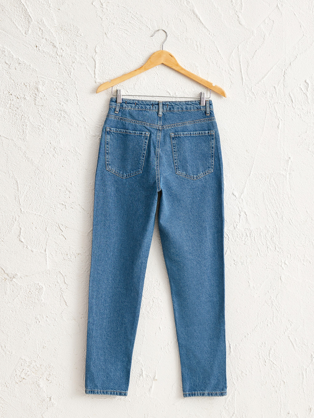 İndigo Yüksek Bel Mom Fit Kadın Jean Pantolon-4