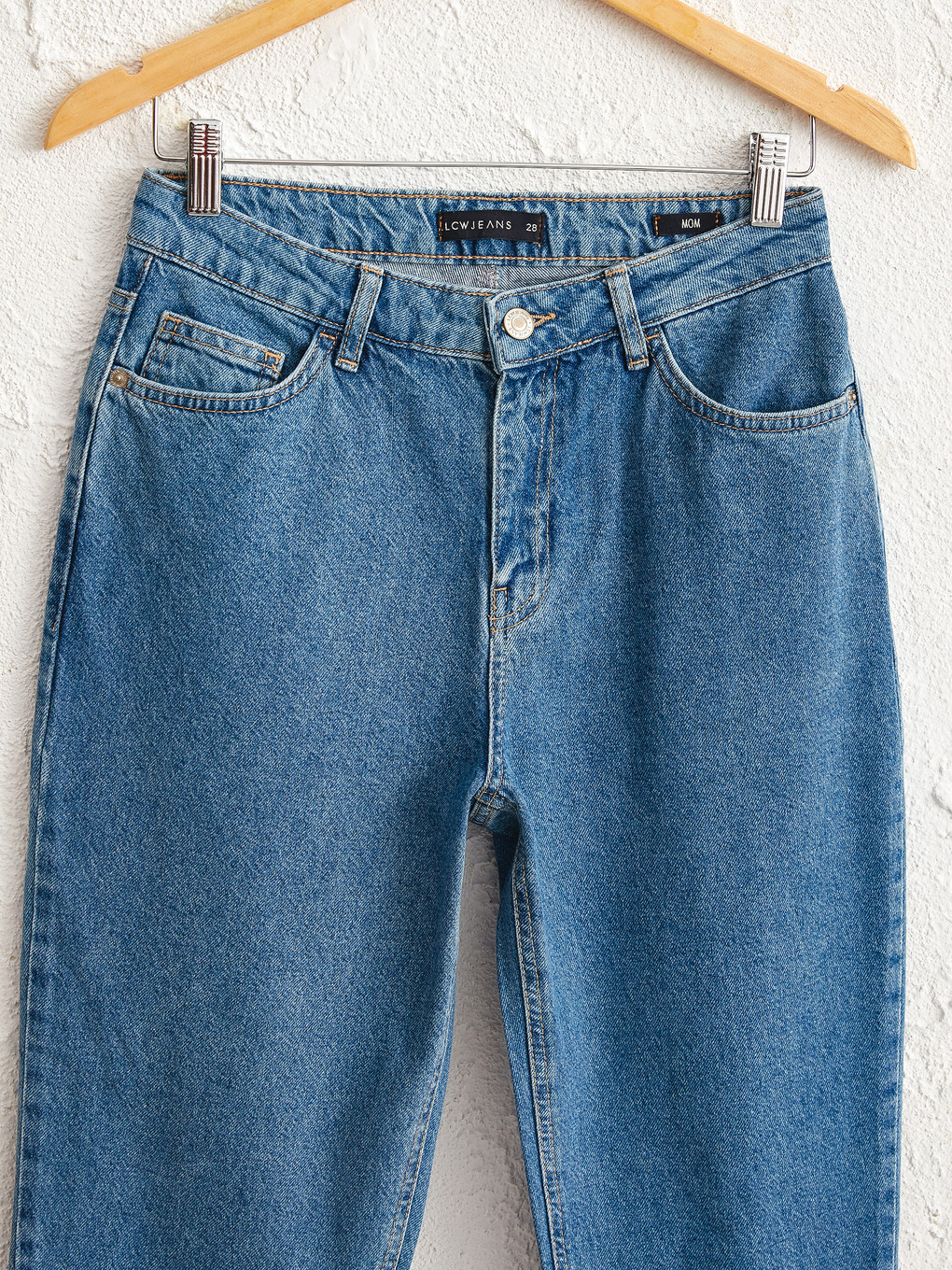 İndigo Yüksek Bel Mom Fit Kadın Jean Pantolon-5