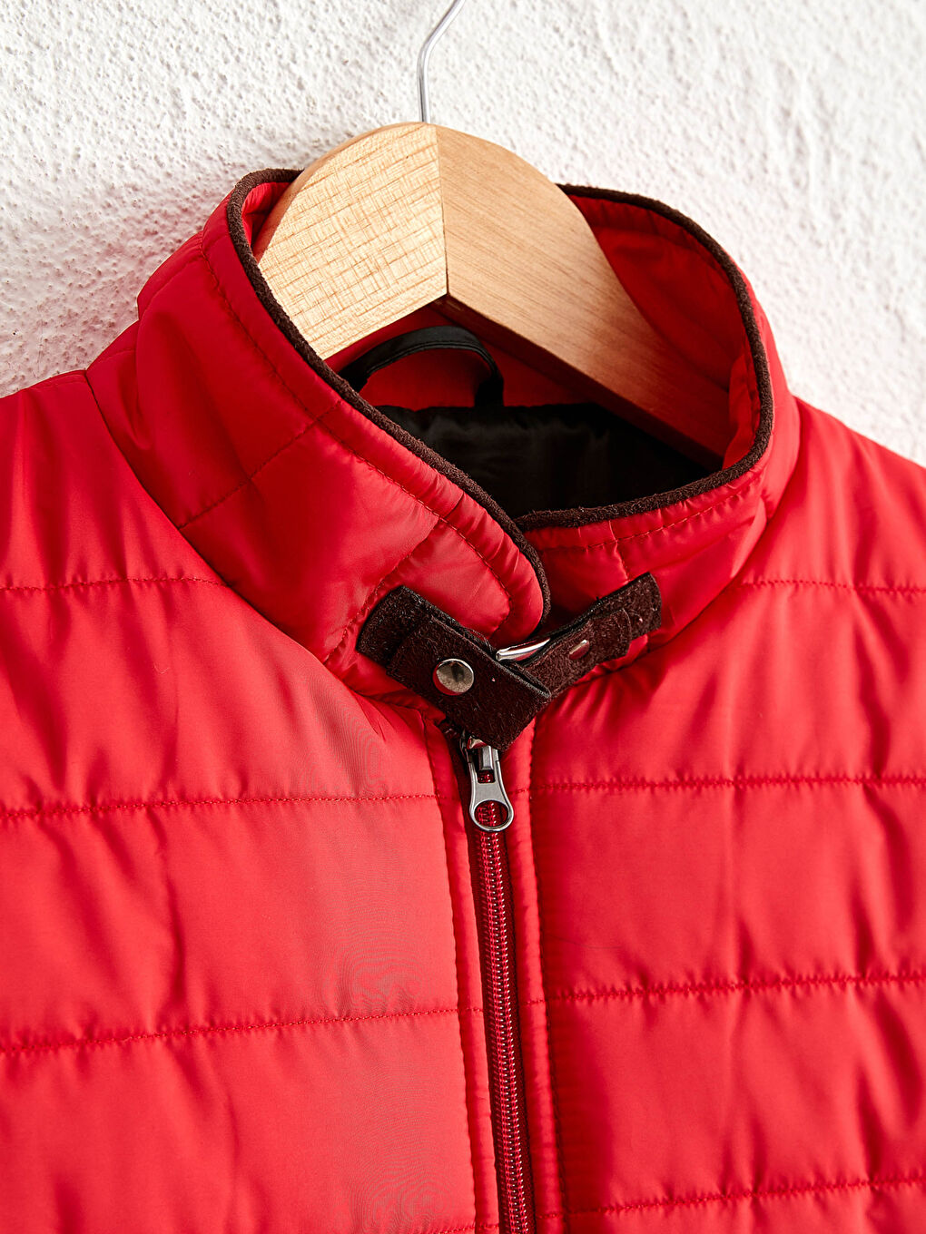 Kırmızı Dik Yaka Erkek Mont-7