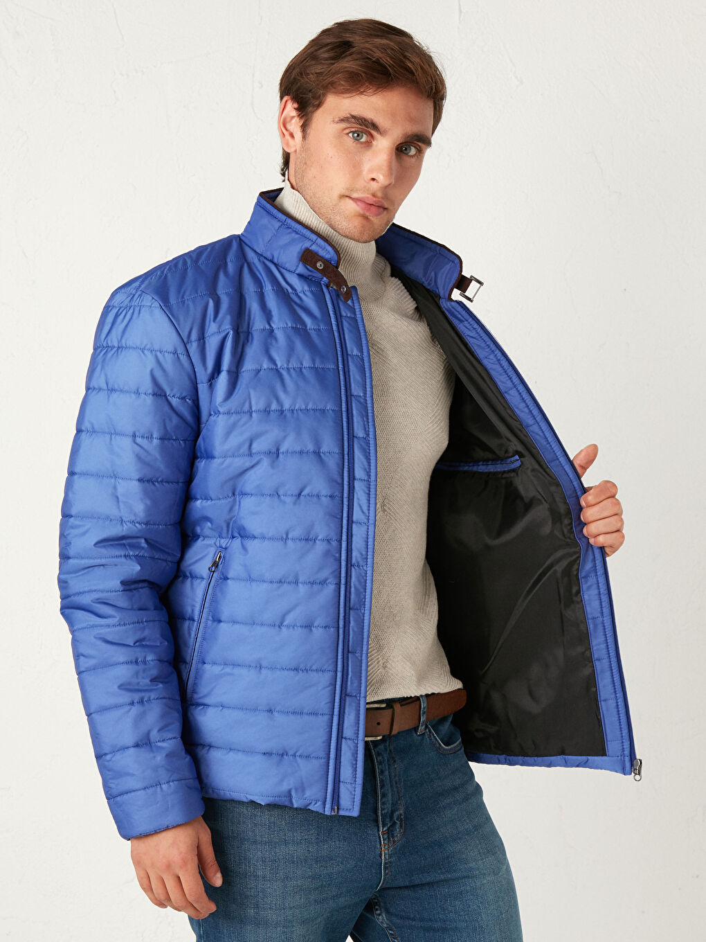 İndigo Dik Yaka Şişme Mont-1