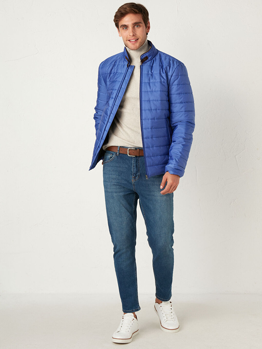 İndigo Dik Yaka Şişme Mont-4