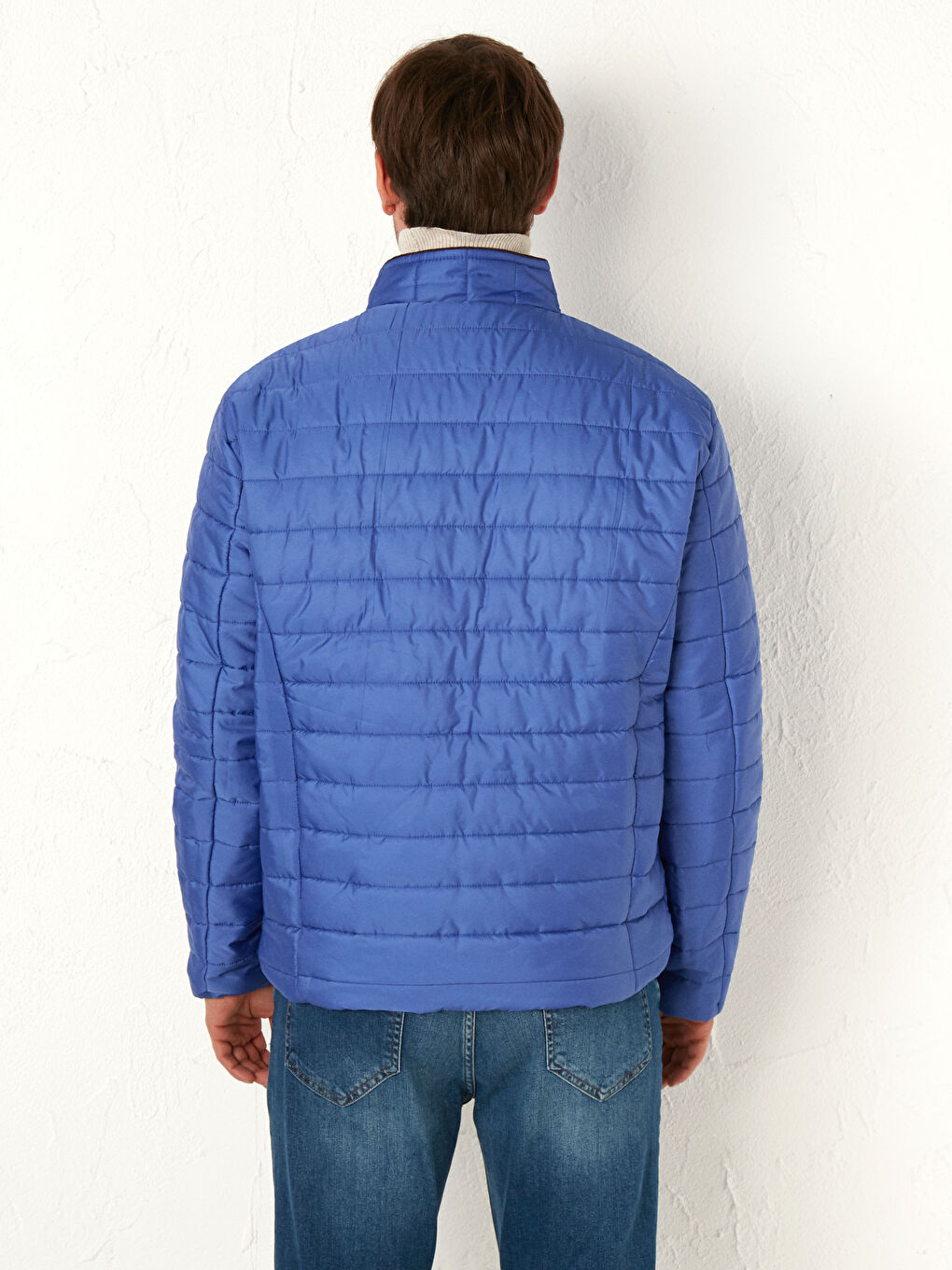 İndigo Dik Yaka Şişme Mont-6