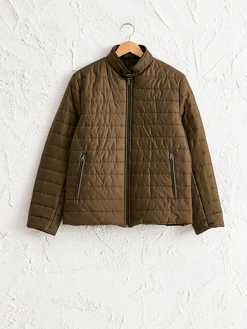 Yeşil Dik Yaka Erkek Şişme Mont-7