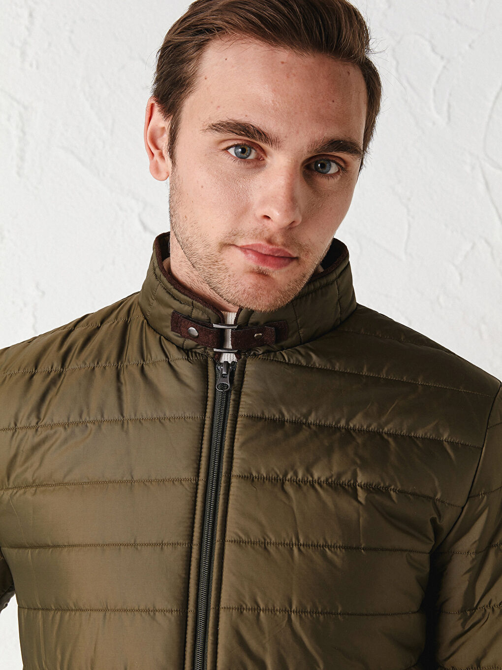 Yeşil Dik Yaka Erkek Şişme Mont-3