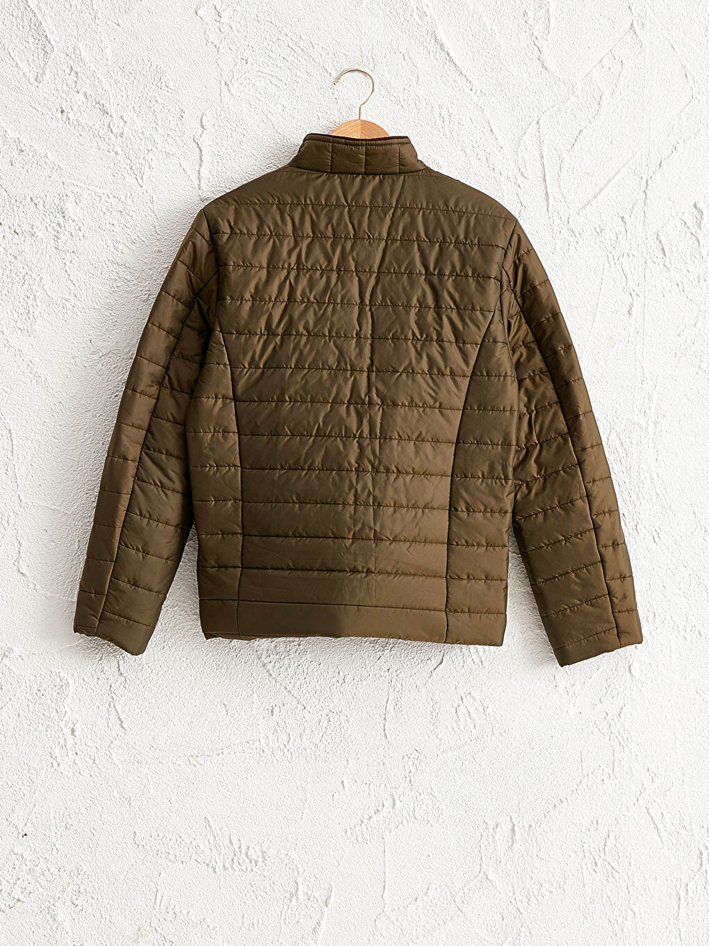 Yeşil Dik Yaka Erkek Şişme Mont-10