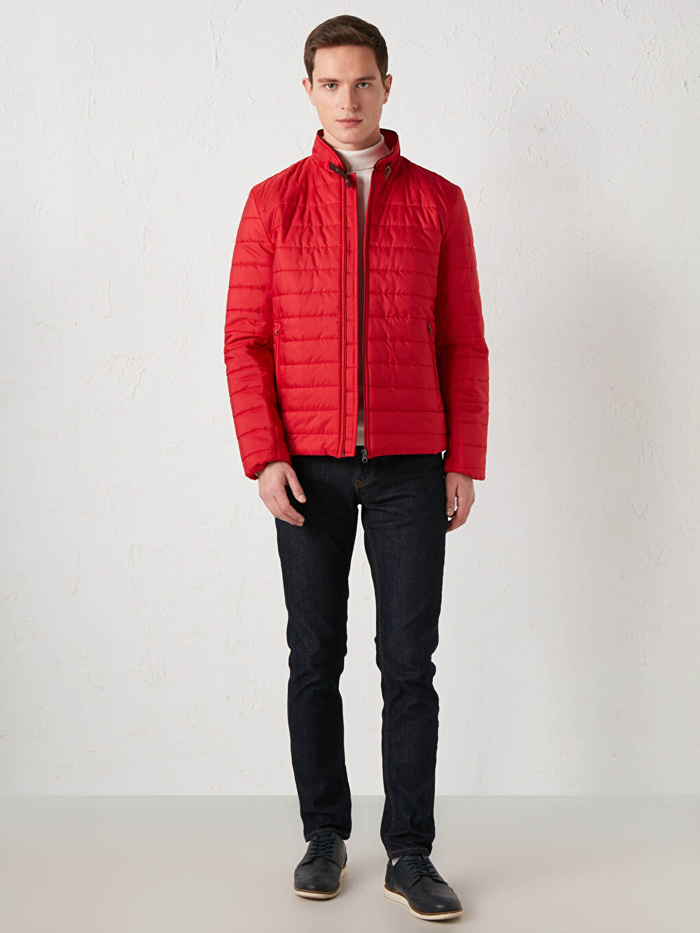 Kırmızı Dik Yaka Erkek Mont-2