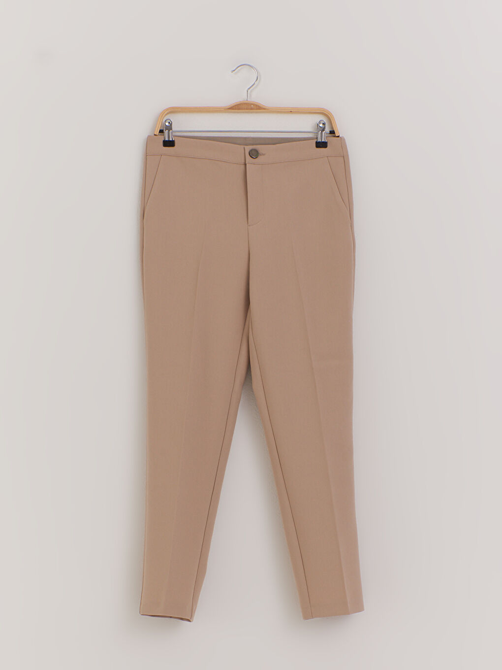 Bej Bilek Boy Yüksek Bel Pantolon