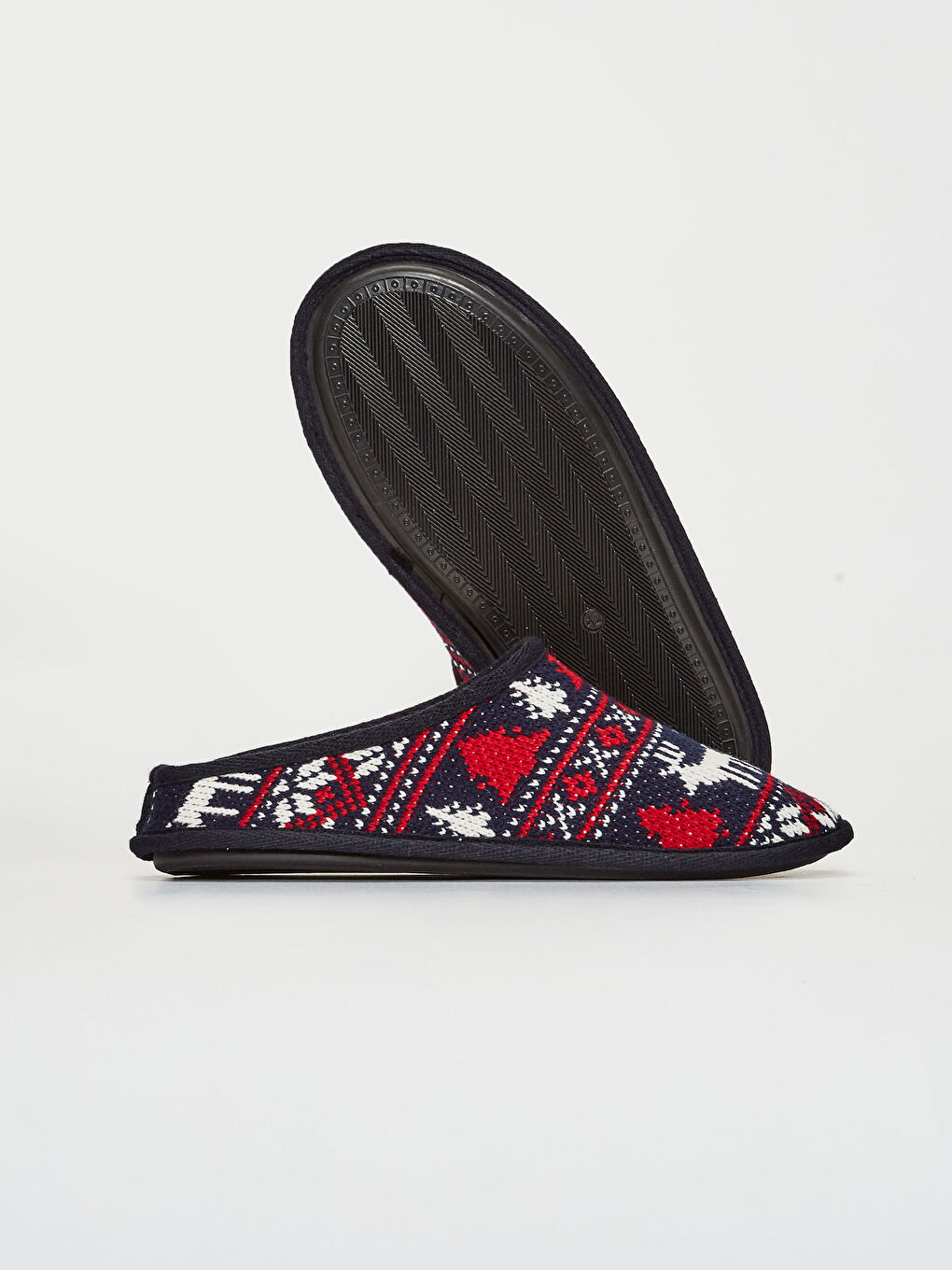 Lacivert Erkek Triko Desenli Ev Terliği-2