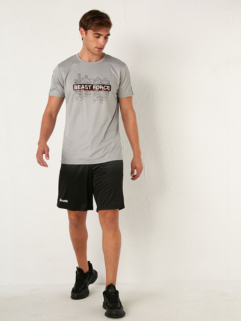 Antrasit Standart Kalıp Aktif Spor Şort-2