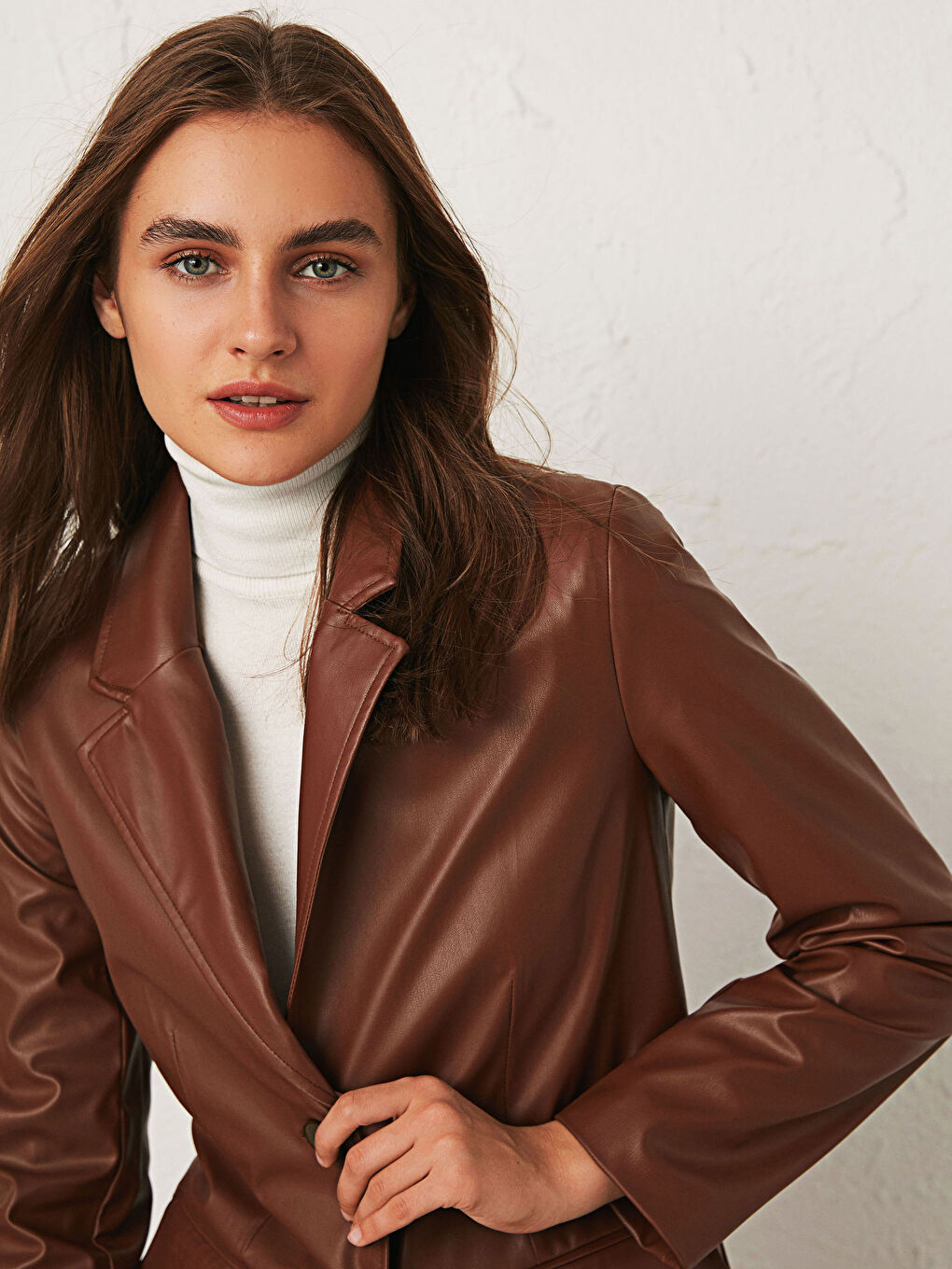 Leather Look Blazer Jacket-2