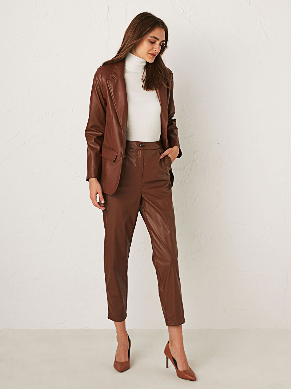 Leather Look Blazer Jacket-3