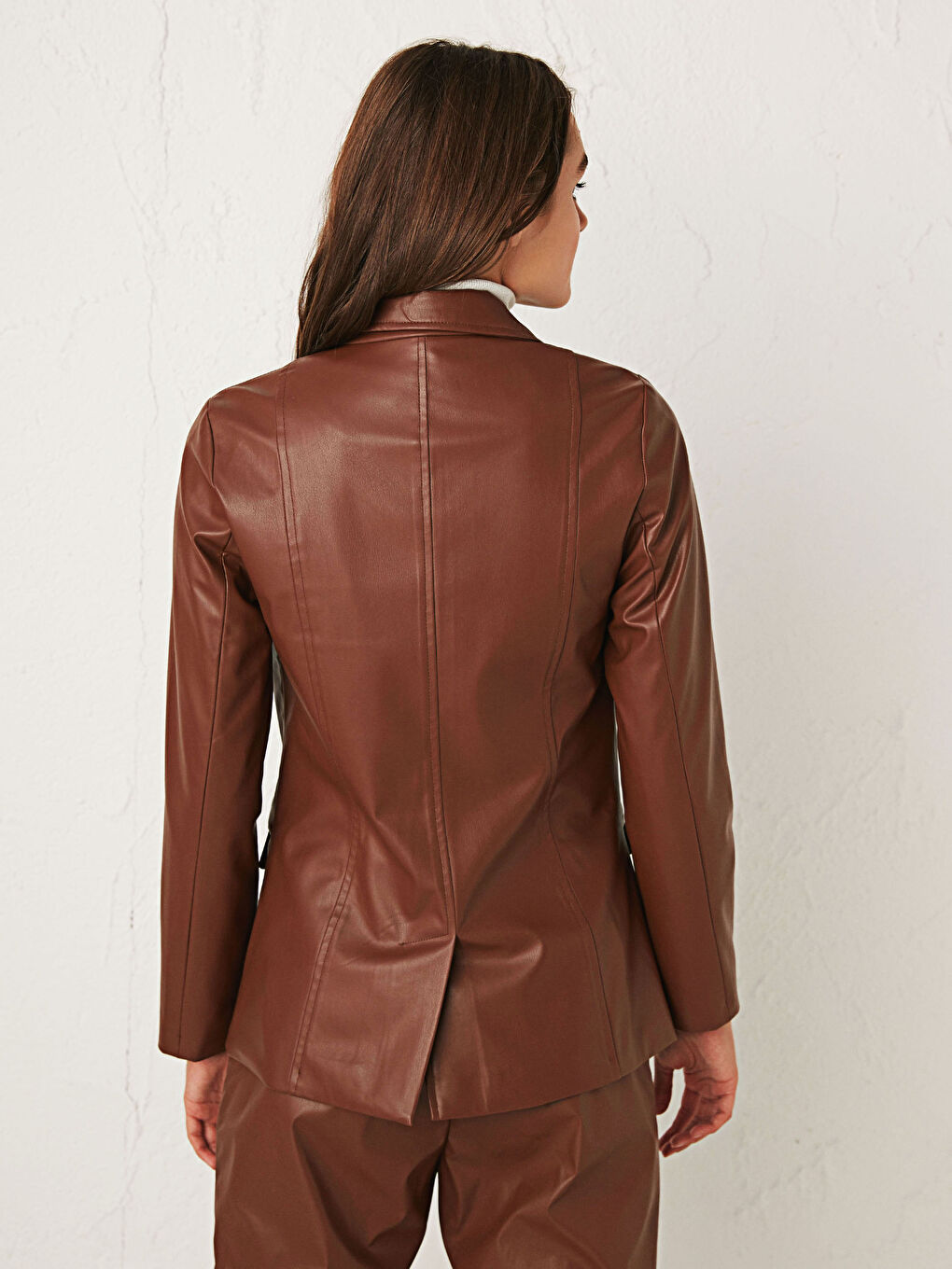 Leather Look Blazer Jacket-4