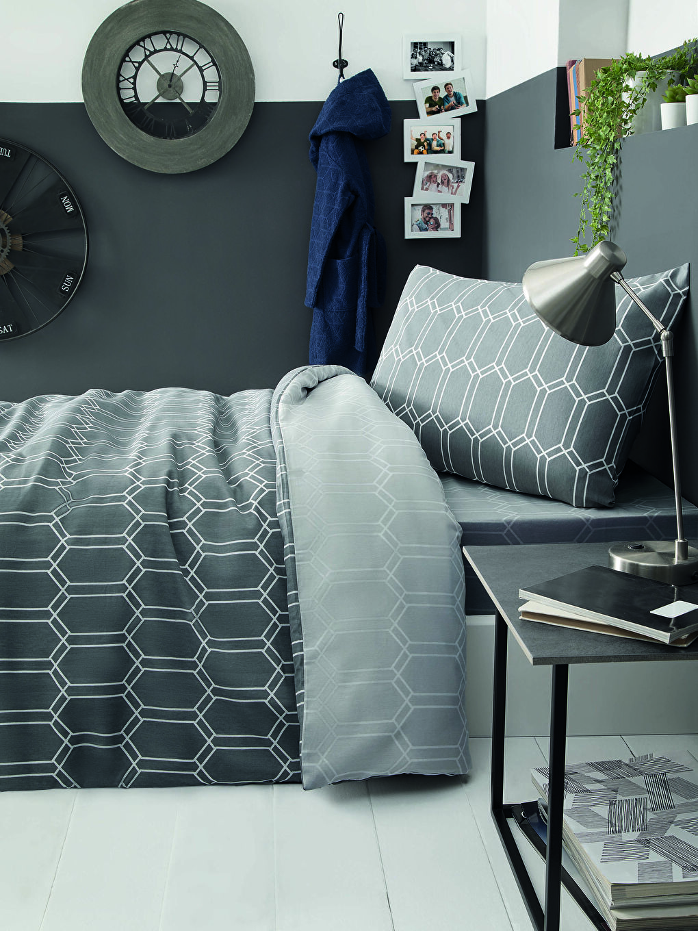 Gri Tek Kişilik Çift Taraflı Nevresim Takımı-3