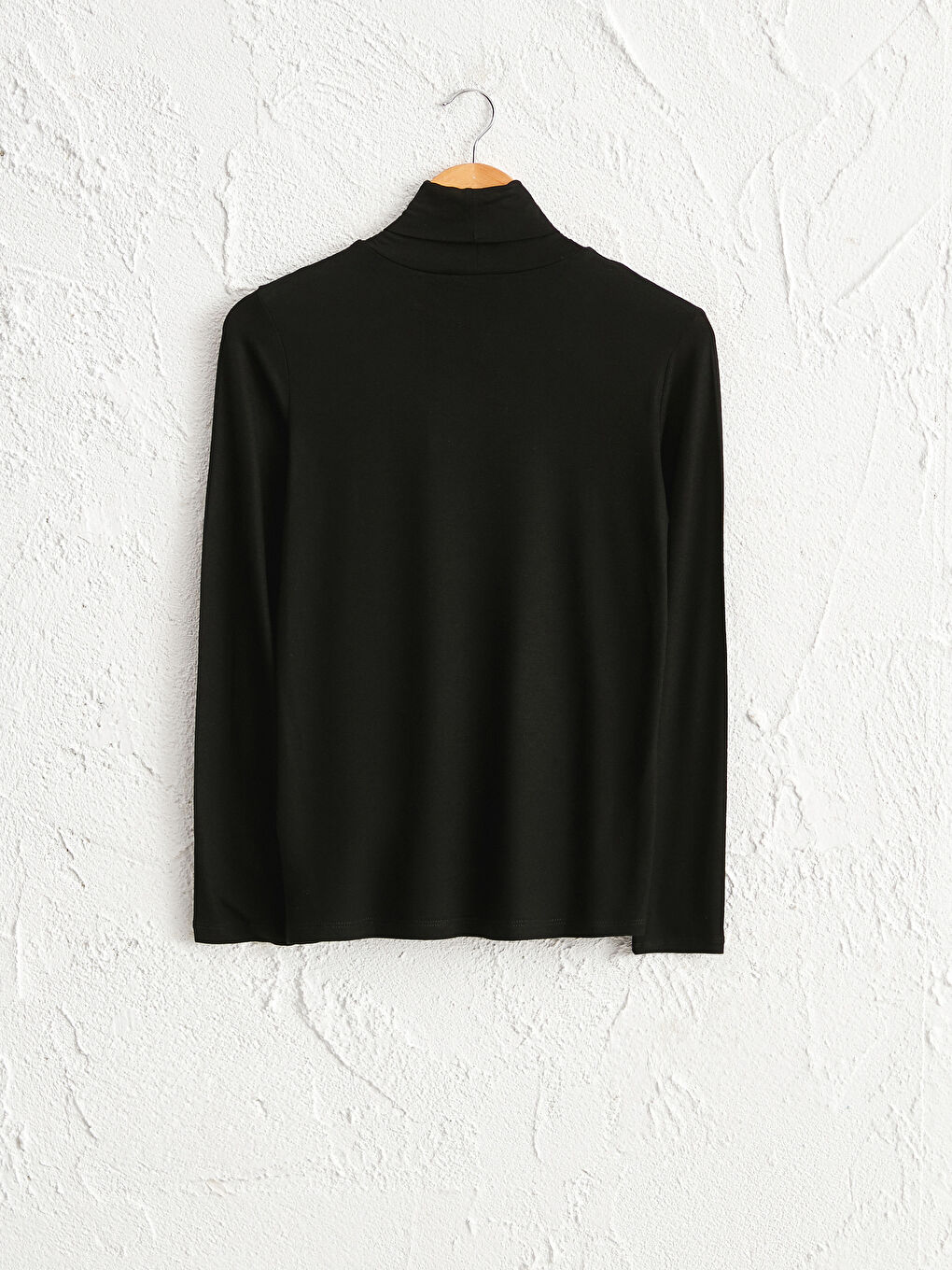 Funnel Neck Plain Long Sleeve Women's T-Shirt-1