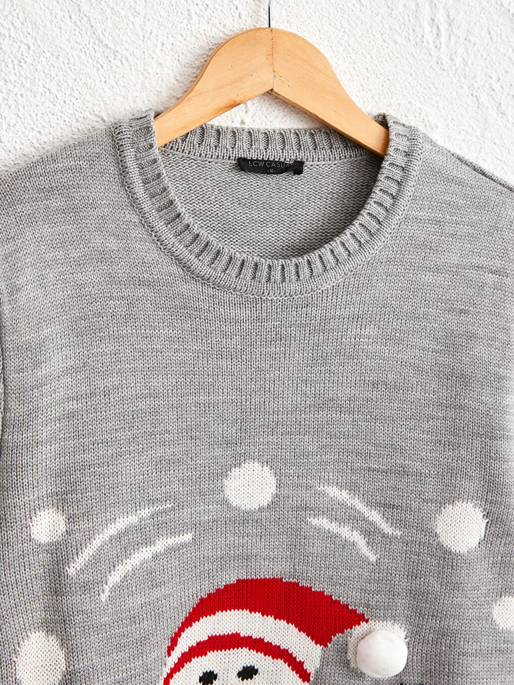 Ерлерге арналған дөңгелек жағалы рождестволық тақырыптағы трикотаж жемпір-2