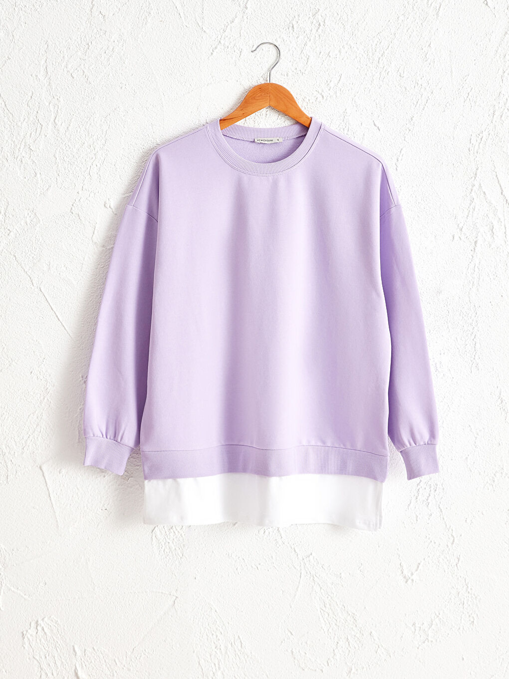 Свитшот Женский Однотонный Свободного Кроя С Длинным Рукавом И Круглым Вырезом