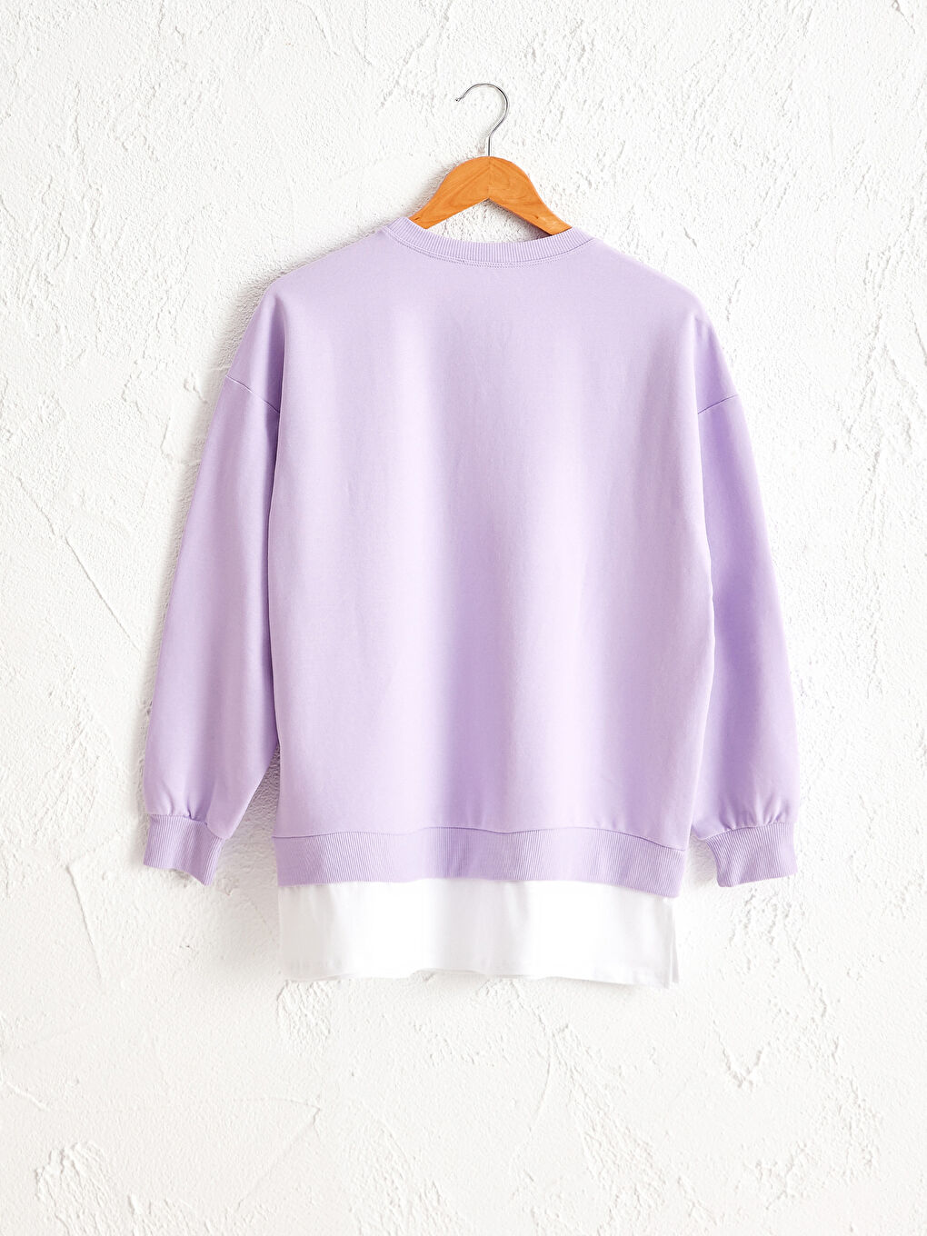 Свитшот Женский Однотонный Свободного Кроя С Длинным Рукавом И Круглым Вырезом-1