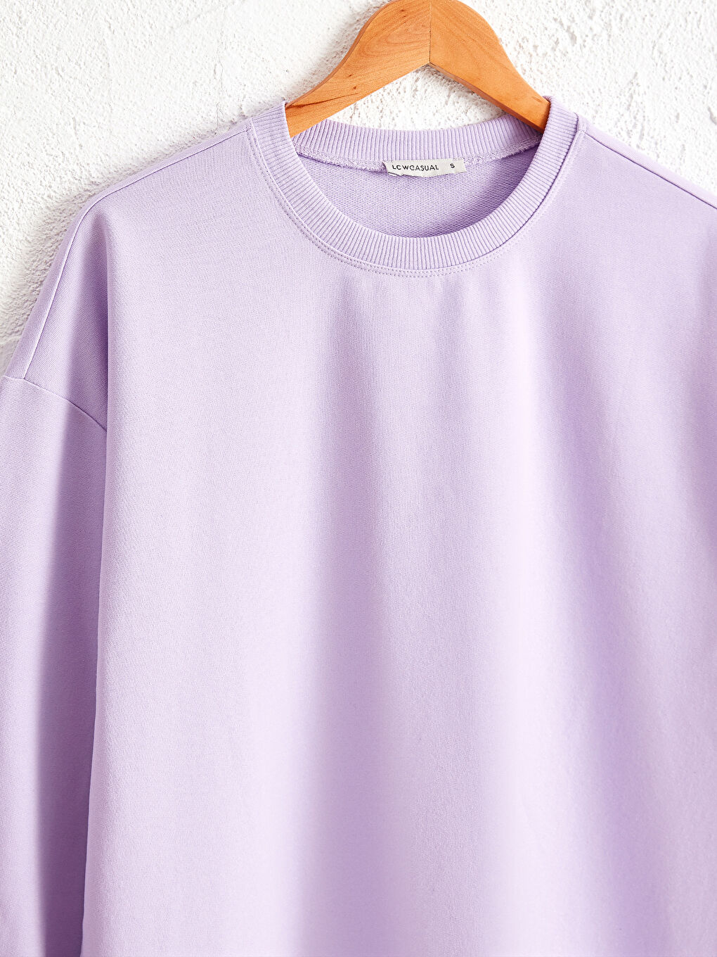 Свитшот Женский Однотонный Свободного Кроя С Длинным Рукавом И Круглым Вырезом-2