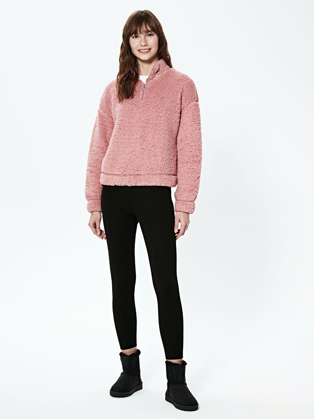 LCW Vision Fermuarlı Peluş Sweatshirt -0WBD47Z8-GPV