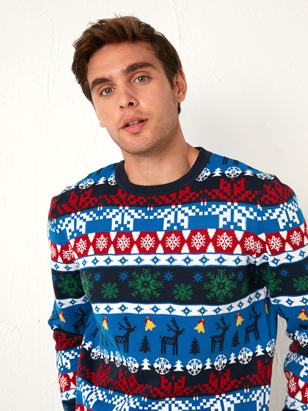 Men Crew Neck New Year Themed Knitwear Sweater Father and Son Matching