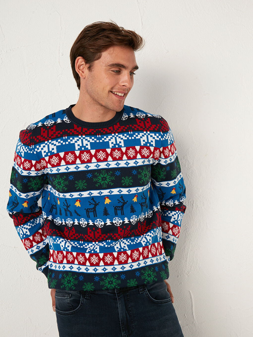 Men Crew Neck New Year Themed Knitwear Sweater Father and Son Matching-2