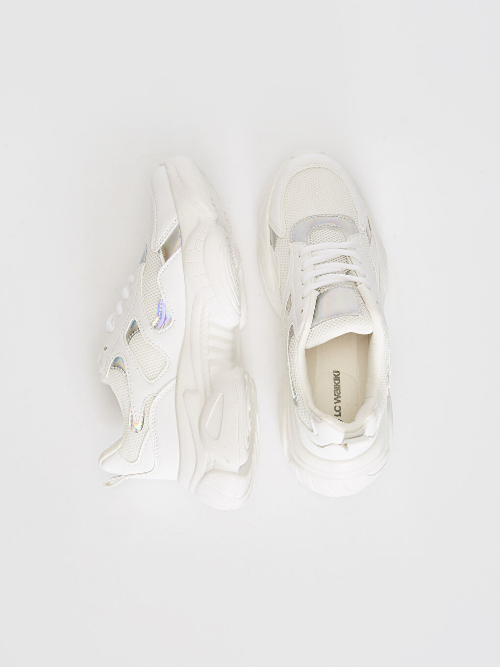 Beyaz Kadın Kalın Taban Günlük Spor Ayakkabı-4