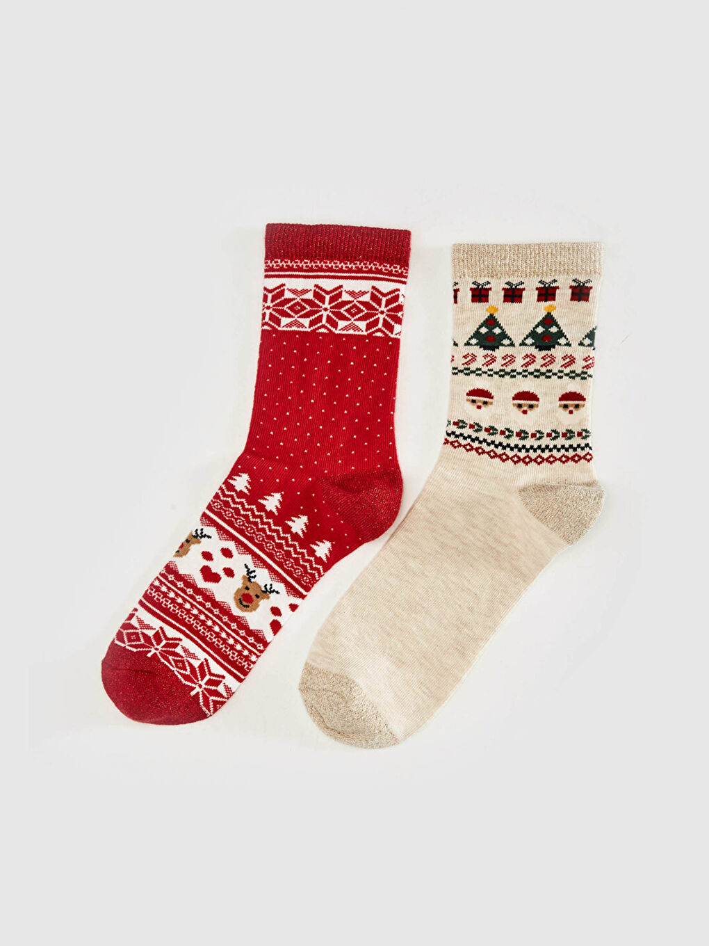 جوارب عيد الميلاد للسيدات - عبوة من قطعتين-1