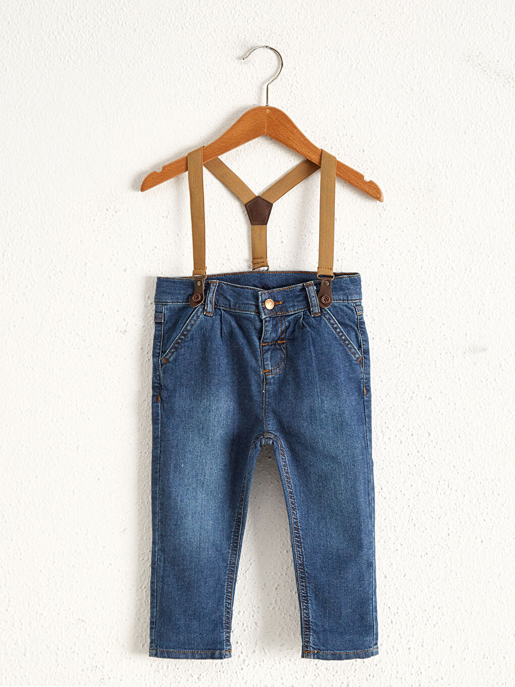 İndigo Erkek Bebek Jean Pantolon ve Pantolon Askısı-1