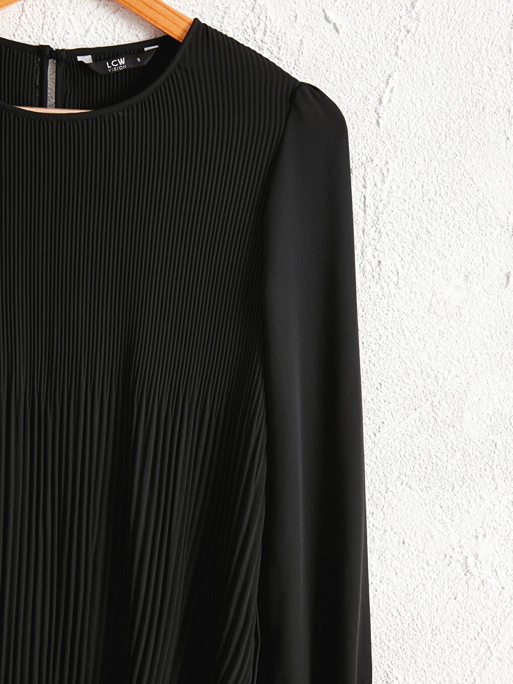 Блузка из крепа с круглым вырезом и длинным рукавом для женщин-2