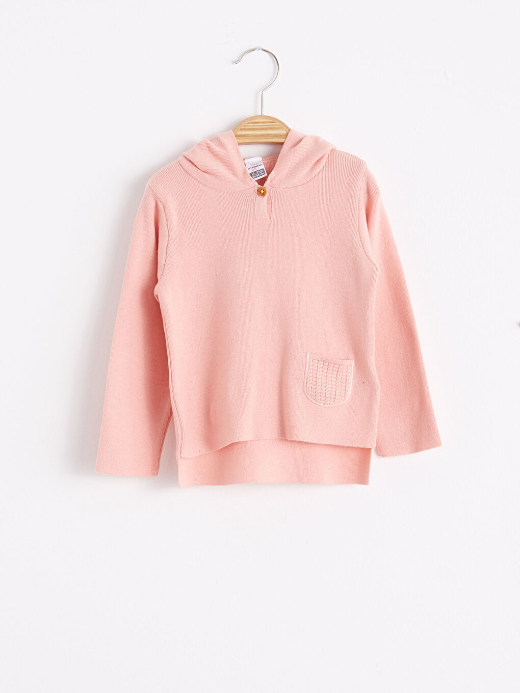 Pembe Kız Bebek Kapüşonlu Triko Kazak