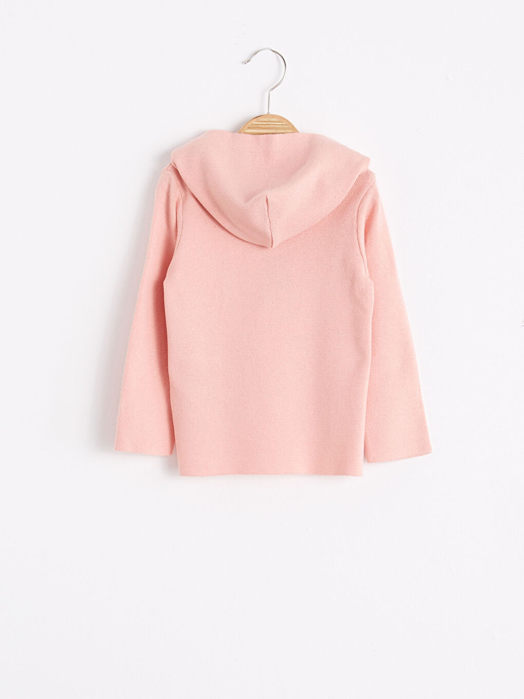 Pembe Kız Bebek Kapüşonlu Triko Kazak-1