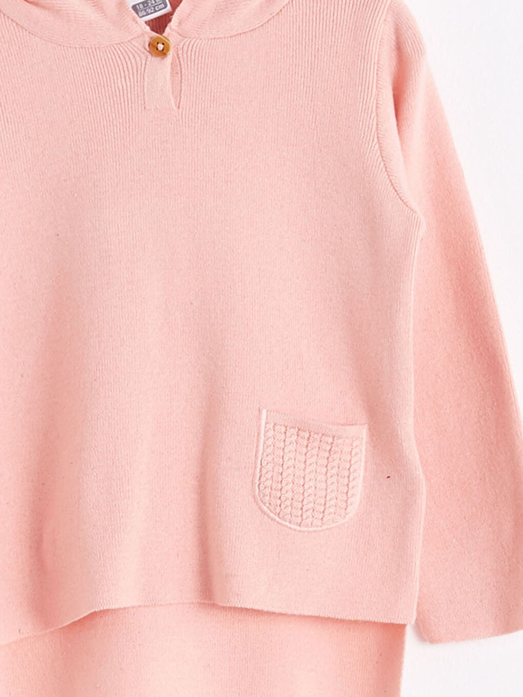 Pembe Kız Bebek Kapüşonlu Triko Kazak-2