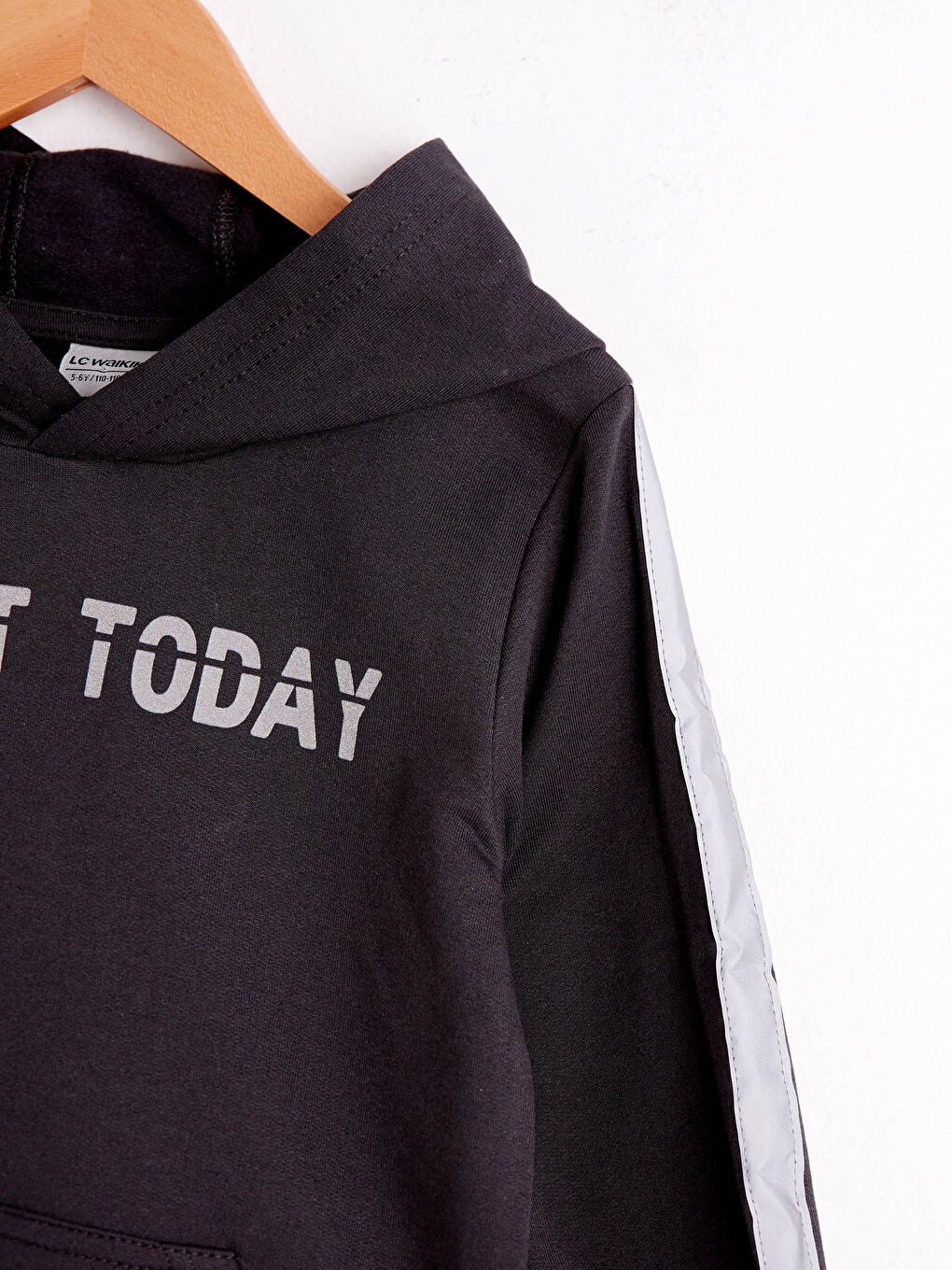 Antrasit Erkek Çocuk Yazı Baskılı Kapüşonlu Sweatshirt-2