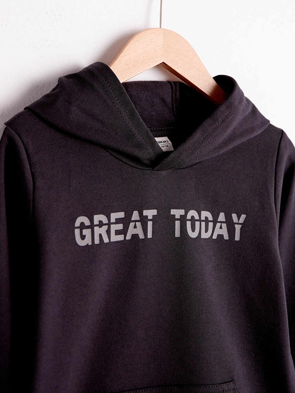 Antrasit Erkek Çocuk Yazı Baskılı Kapüşonlu Sweatshirt-3