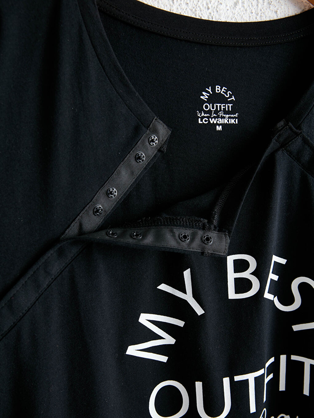 Siyah Yazı Baskılı Hamile Gecelik-2