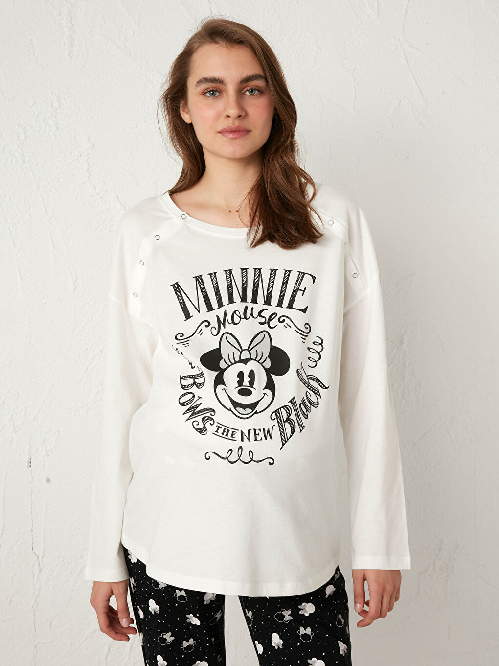 طقم بيجامة حمل مطبوع قطن ميني ماوس-1